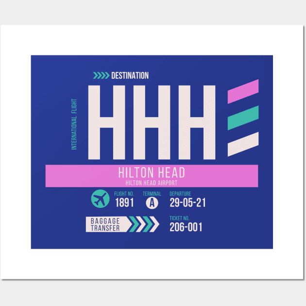 Hilton Head (HHH) Airport Code Baggage Tag Wall Art by SLAG_Creative